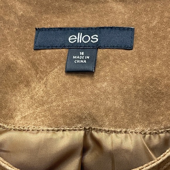 Ellos Jacket Womens 16 Brown Suede Leather Coat Western Boho Earthy Quiet Luxury - Picture 4 of 9